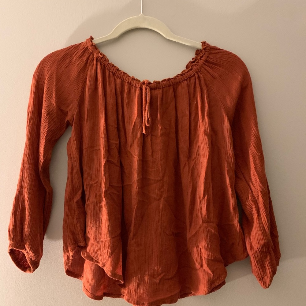 Abercrombie Burnt orange off the shoulder top